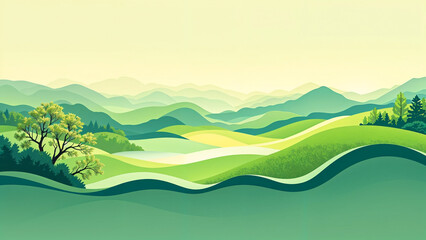 Obraz premium Horizontal Eco-Minimalist Landscape Illustration