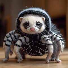 Obraz premium Captivating Ferret Portrait in Cozy Indoor Setting