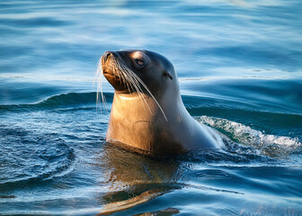 Obraz premium a sea lion swimming off the coast of Chile