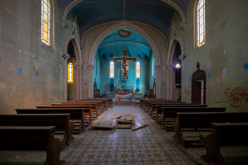 Forgotten Building in Northern Italy The Old Abandoned Seminary with a Blue Chapel