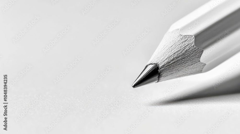 Poster close-up of a sharp pencil tip on white background