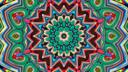 Colorful symmetrical abstract kaleidoscope background pattern for summer 