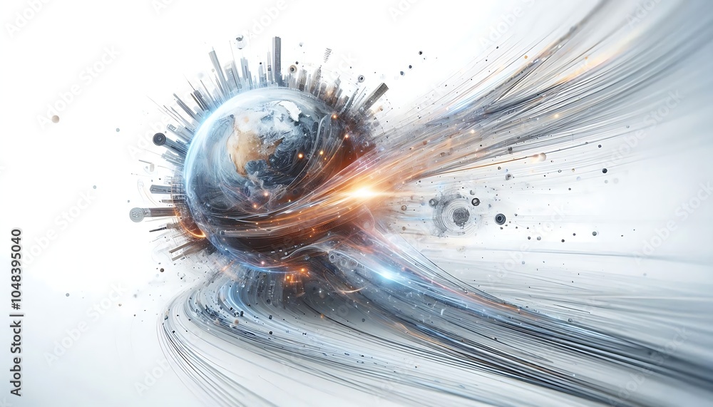 Poster a futuristic abstract image with curved lines and light effects. ideal for tech and design themes