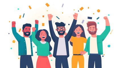 A group of diverse coworkers celebrating a successful project launch