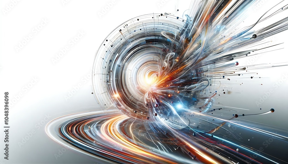 Poster a futuristic abstract image with curved lines and light effects. ideal for tech and design themes