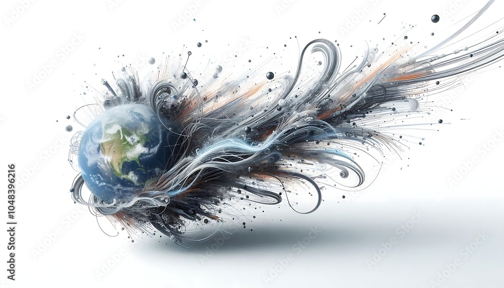 Poster a futuristic abstract image with curved lines and light effects. ideal for tech and design themes