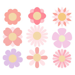 Cute minimalist flower vector set