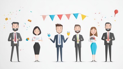 Flat Design of People Celebrating Partnership Agreement