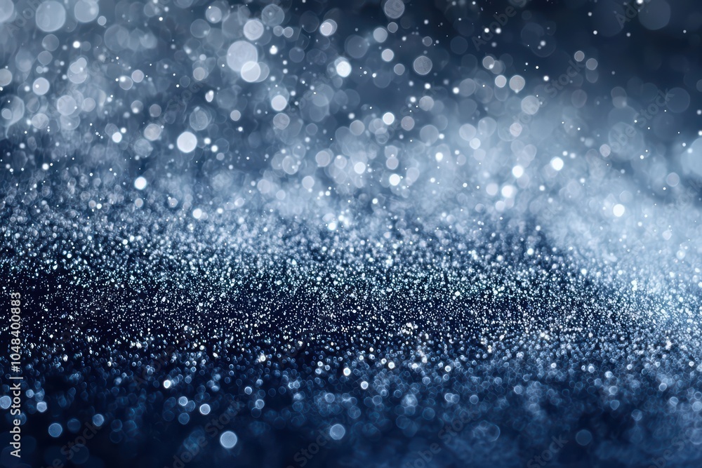 Poster abstract shimmering background with sparkling lights and bokeh effect in blue tones.