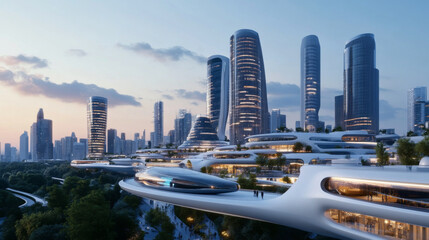 Fototapeta premium Futuristic urban landscape