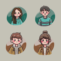 Cute avatar character design set
