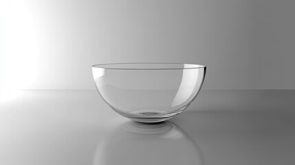 Clear Glass Bowl on Minimalist Background