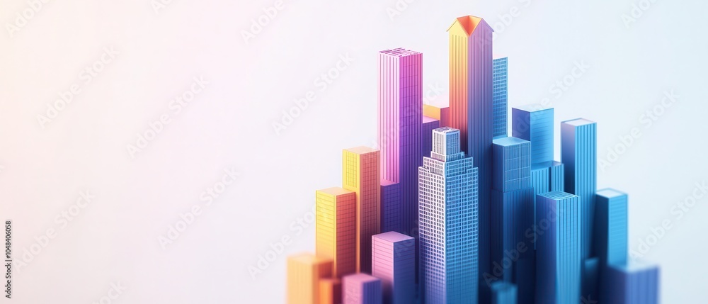 Poster Abstract Skyline of Colorful Buildings.