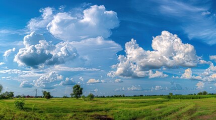 Panorama blue sky with white cloud background nature