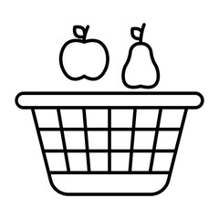 Fruit Basket Vector Line Icon Design