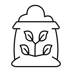 Flour Bag Vector Line Icon Design