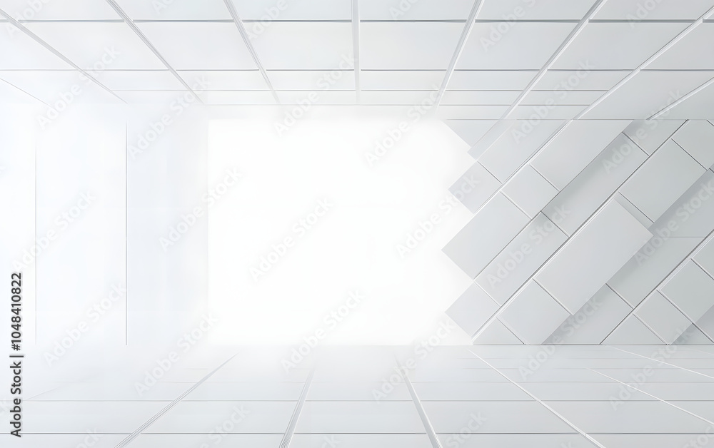 Poster geometric abstract white background from squares, 3d rendering.