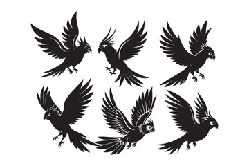 Cockatiel  silhouette vector illustration, Cockatiel  silhouette bundle 