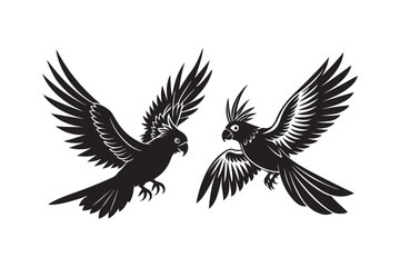 Fototapeta premium Cockatiel silhouette vector illustration, Cockatiel silhouette 