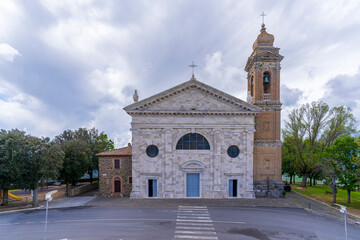 Obraz premium Montalcino, Italy - April 20, 2024 : Church of Madonna del Soccorso view in MontalcinoTown of Italy