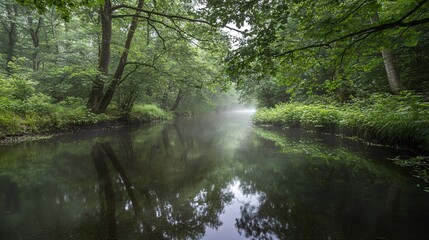 Obraz premium Misty Forest River