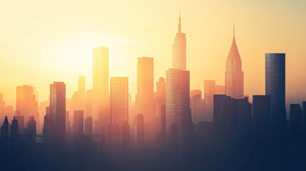 Fototapeta premium Concept of a futuristic city skyline, symbolizing the vision of a future business landscape. 