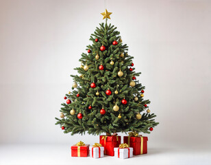 new year christmas tree on white background isolated
