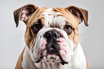 Obraz premium Bulldog mix on white background, AI Generated