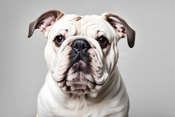 Fototapeta premium Bulldog mix on white background, AI Generated