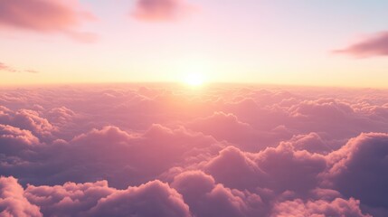 A pastel pink sunset with subtle orange undertones, spreading light across the sky and lightly reflecting on distant clouds