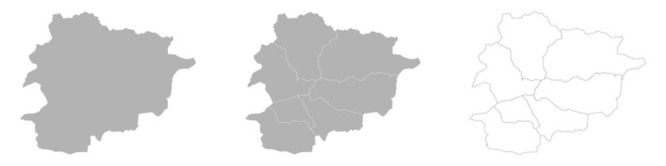 Obraz premium Set of ANDORRA Maps with Main Map and Regional maps
