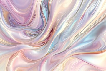 Obraz premium Soft holographic background with foil effect. Pastel marble colors. Abstract fluid image with smooth pastel swirls and metallic shiny.