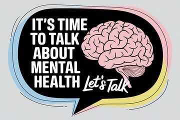 "Mental Health Awareness Design Featuring Brain in Speech Bubble and Soft Pastel Colors"
