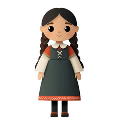 Fototapeta premium Adorable girl in folk dress