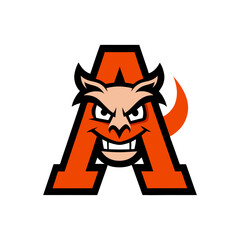 a person with a sign text mascot logo