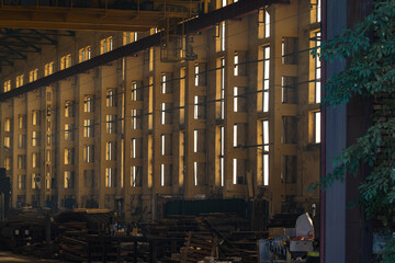 Obraz premium Buildings of an old closed factory, steelworks, steel production, Czestochowa