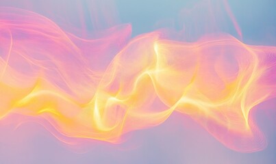 Obraz premium A colorful, abstract wave of light with a pink and yellow hue