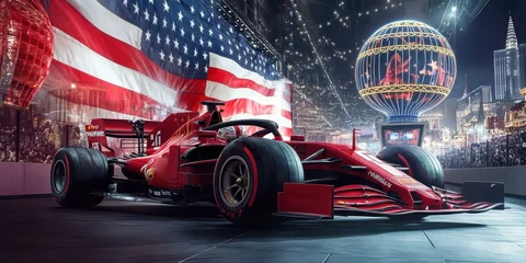   Formula 1 Race Car Under the Lights of Las Vegas © xartproduction