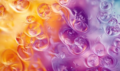 A colorful, abstract painting of bubbles in various colors