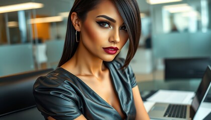 Confident Businesswoman in Modern Office Setting