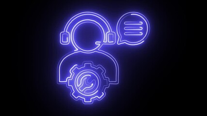 glowing neon technical icon isolated on black background. HD video motion graphic animation