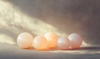 A group of white and pink balls are arranged on a table