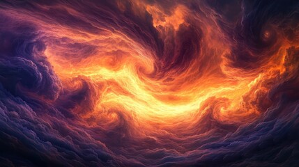 A stunning twilight sky with swirling clouds in shades of orange and purple, illuminated by the faint glow of the setting sun