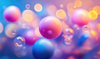 A colorful image of many different colored spheres floating in the air