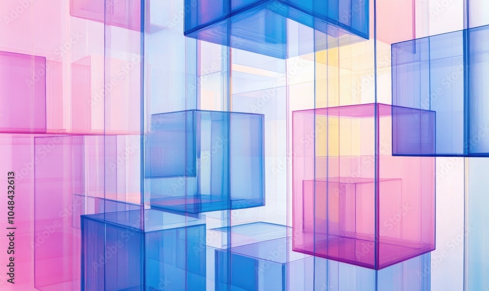 Poster a colorful image of blue and pink cubes arranged in a pattern