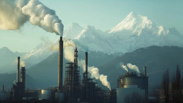
Industrial plant with emissions against mountain backdrop: ccus challenges and solutions