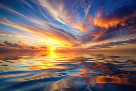 Tranquil abstract sunset sky background with wavy horizon