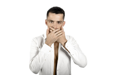 Attractive man and good mood.