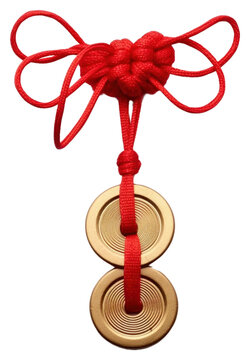 PNG Chinese coins red string gold jewelry.