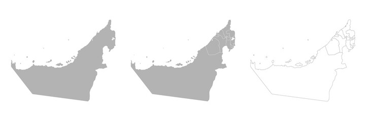 Set of UAE Maps with Main Map and Regional maps